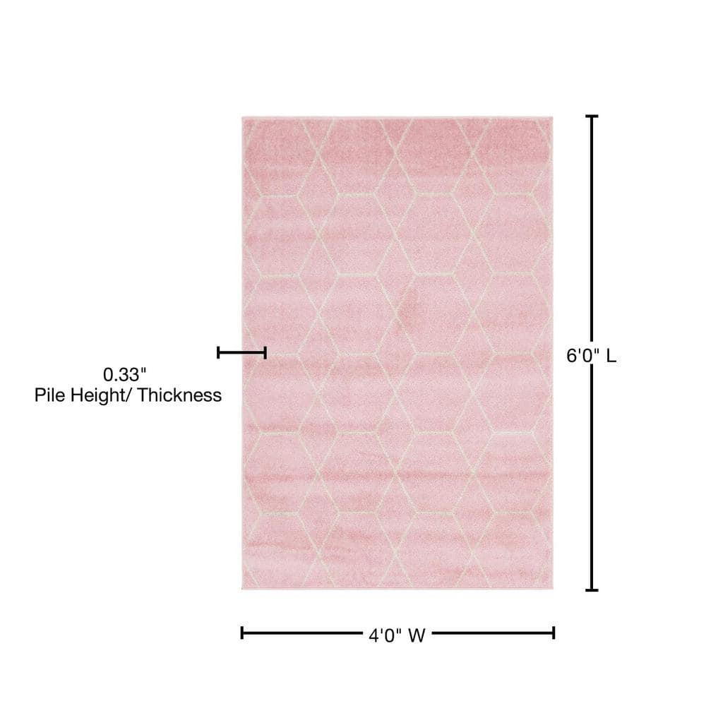 Unique Loom Trellis Frieze Collection Area Rug - Geometric (4' 1" x 6' 1" Rectangle Light Pink/Ivory)