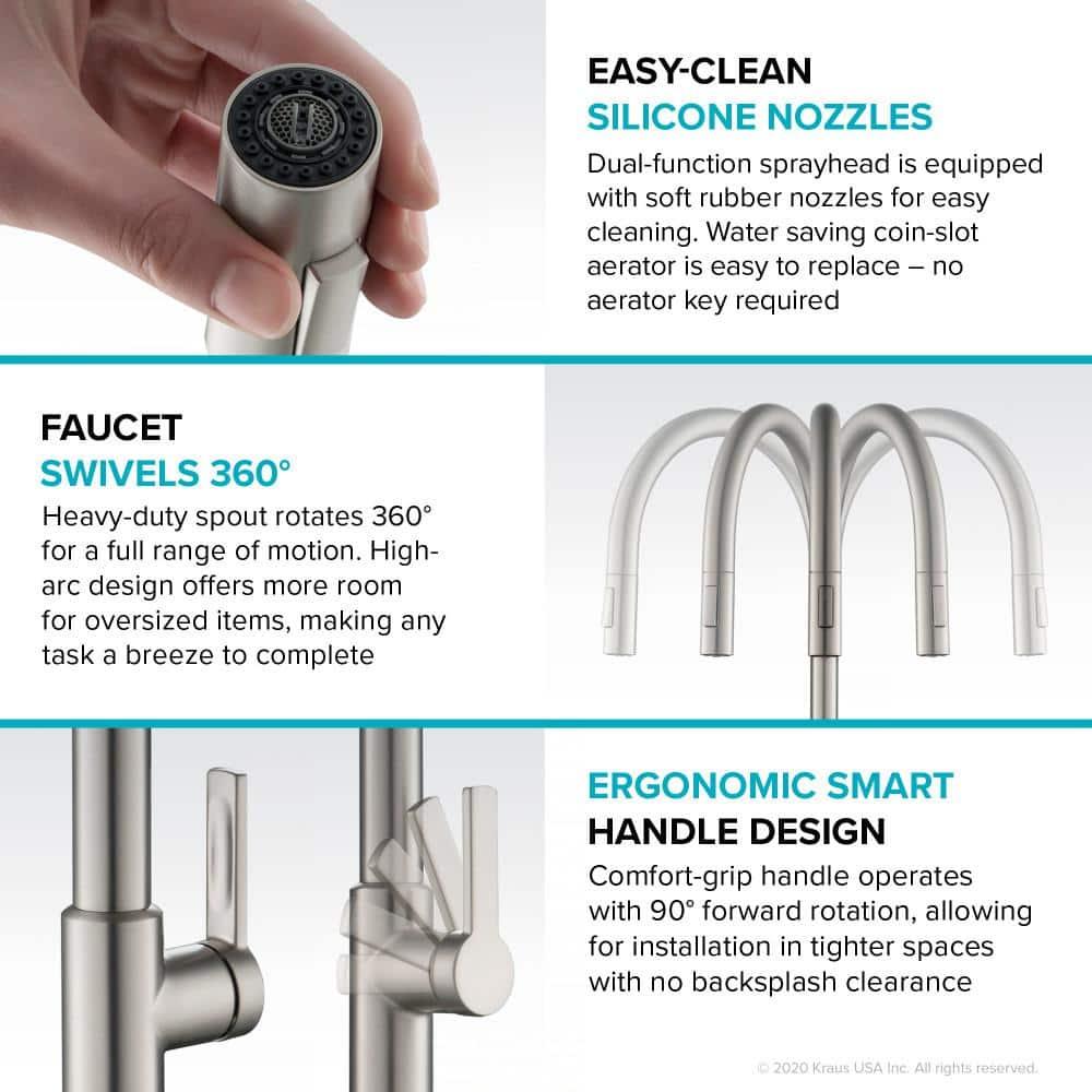 KRAUS Oletto Single Handle Pull Down Kitchen Faucet