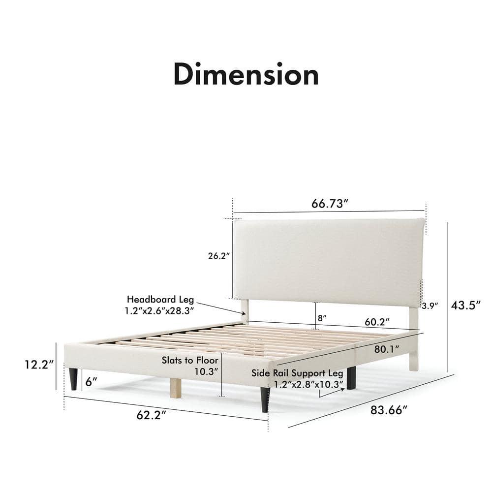 24/7 Shop At Home Queen Heartwild Modern Boucle Upholstered Pillow Headboard Platform Bed: Smooth Finish & Wood Frame