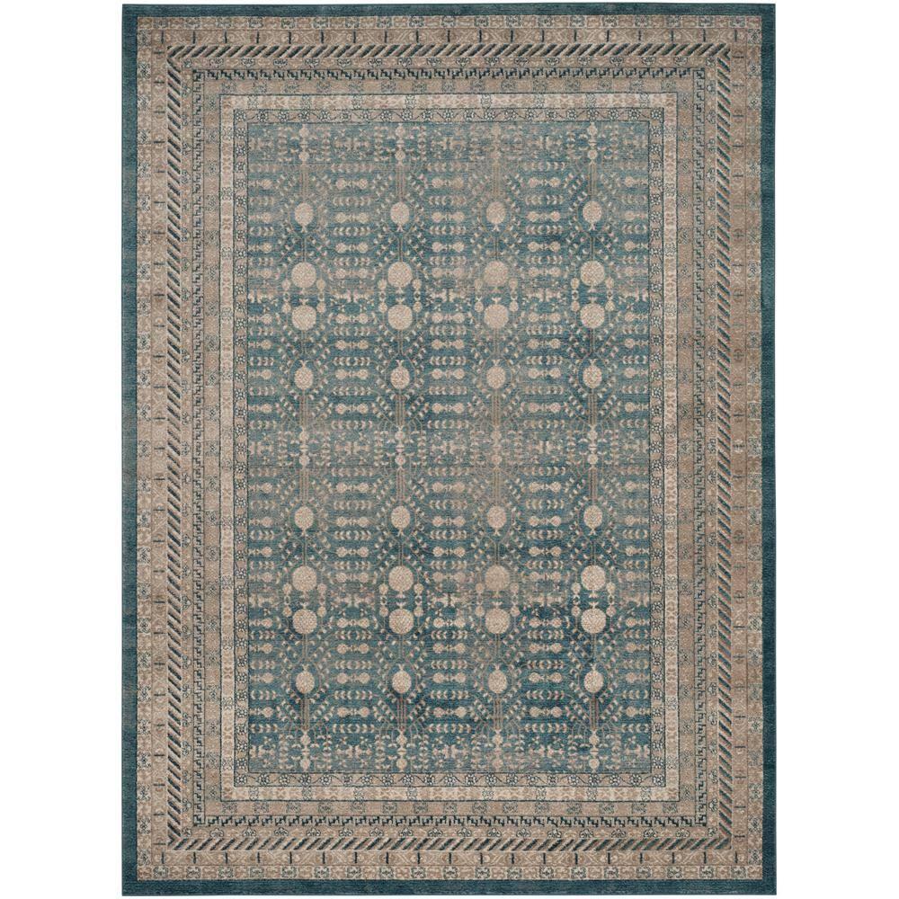 Sofia Blue and Beige 9' x 12' Synthetic Rectangular Area Rug
