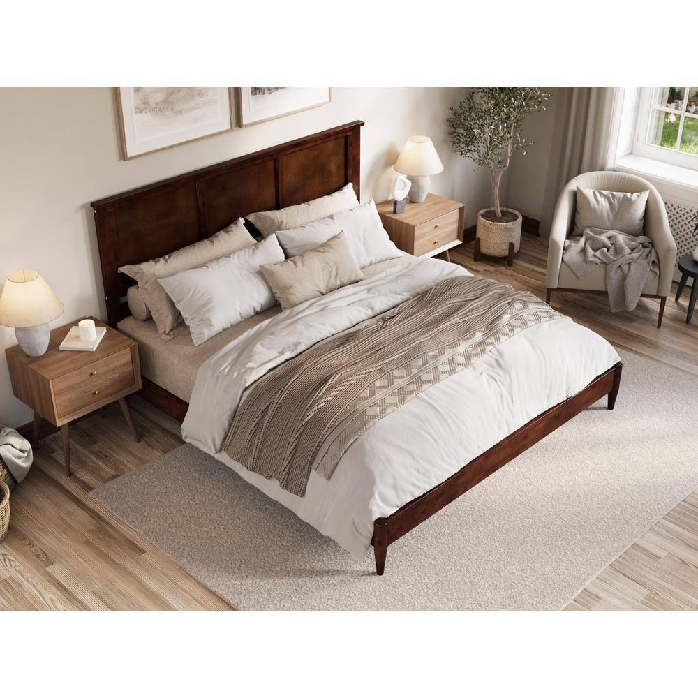 AFI Charlotte King Solid Wood Low Profile Platform Bed, Walnut