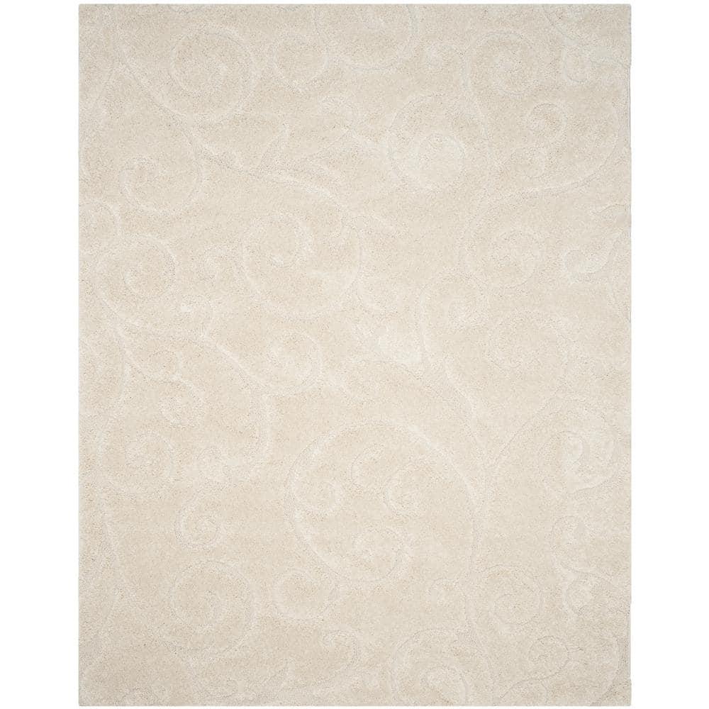 SAFAVIEH Florida Doug Floral Vines Shag Area Rug, Cream, 8'6" x 12'