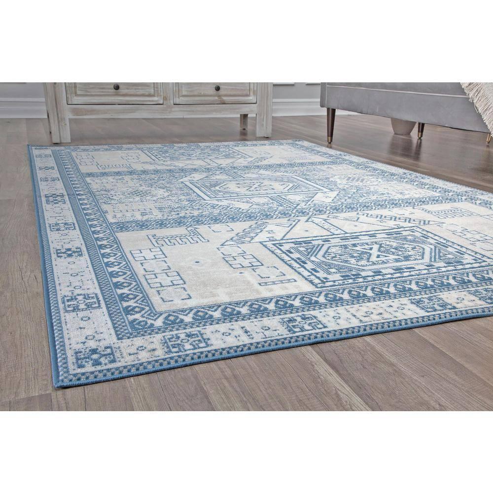 Rugs America Freida FY60A Azure Vintage Farmhouse Area Rug for Dining Room Rug Neutral Rug Living Room Rug Kitchen, 5'x7'