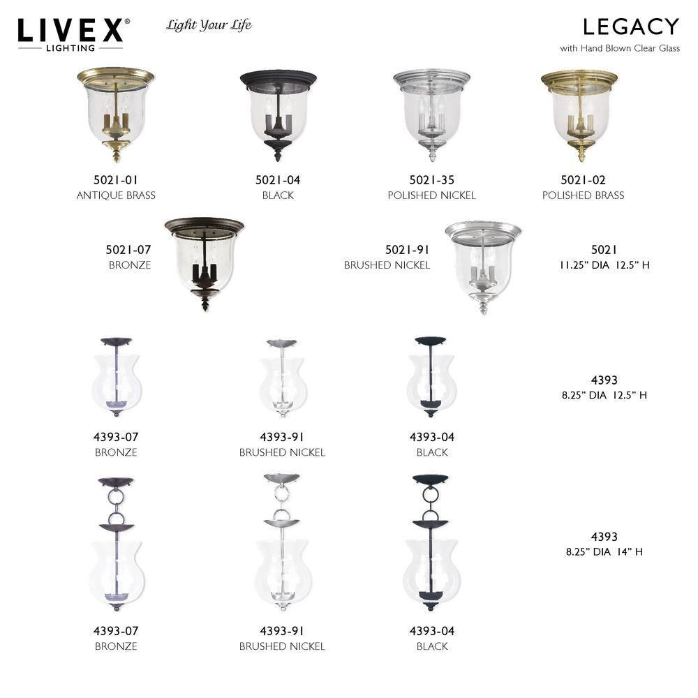 Livex Lighting 5021 Legacy 3 Light Flush Mount Ceiling Fixture - Bronze