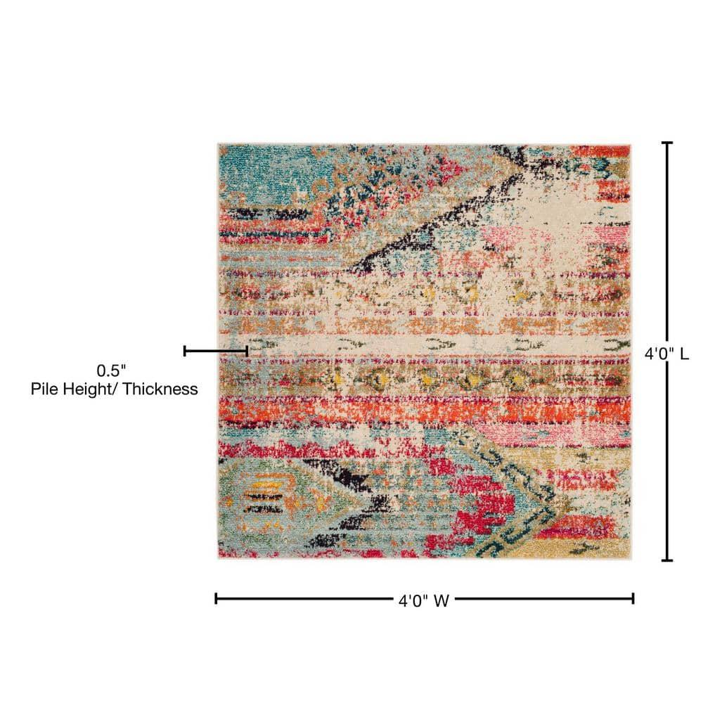 Monaco MNC222 Power Loomed Indoor Area Rug - Multi - 4'x4' - Safavieh.
