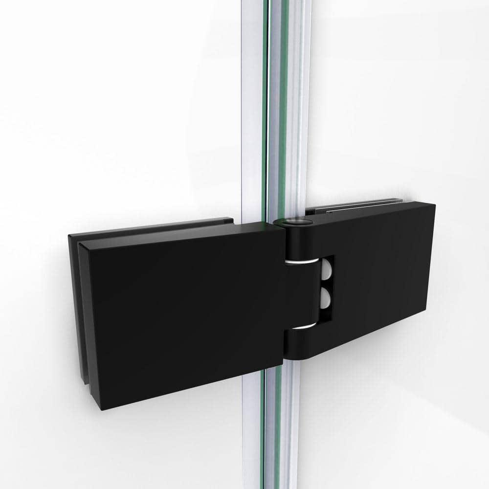 Aqua Ultra Frameless Matte Black Tub Door with Return Panel