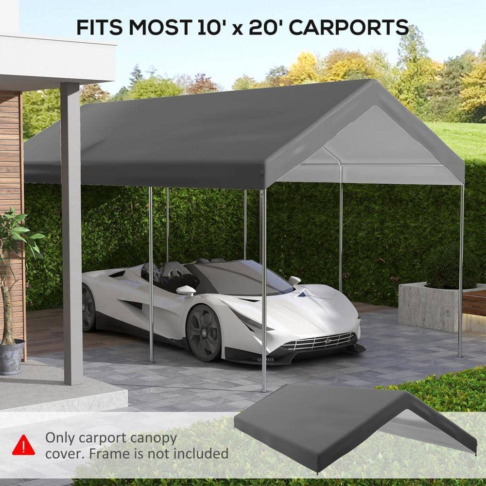 10 x 20 ft Carport Canopy Replacement Cover with Bungee Cords