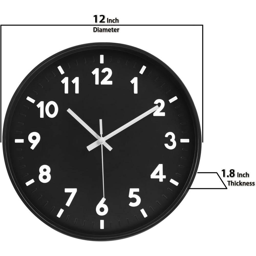 Warkul 12-Inch Wall Clock High-precision Battery Operated Easy-to-Read Silent Non-Ticking Quartz Clock Wall Art Decoration