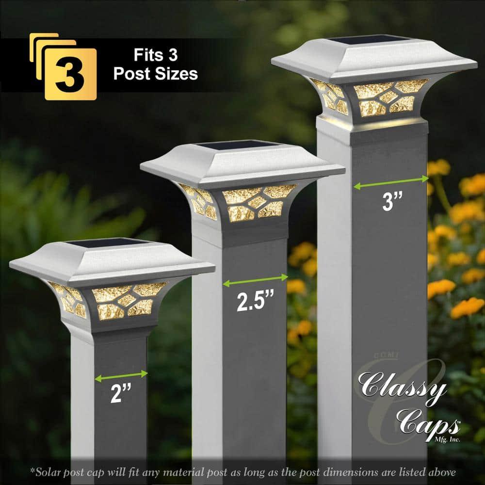 Classy Caps Low Voltage Integrated LED Aluuminum Fence Post Cap Light 2.5 In. X 2.5 In. with Base Adapter Included