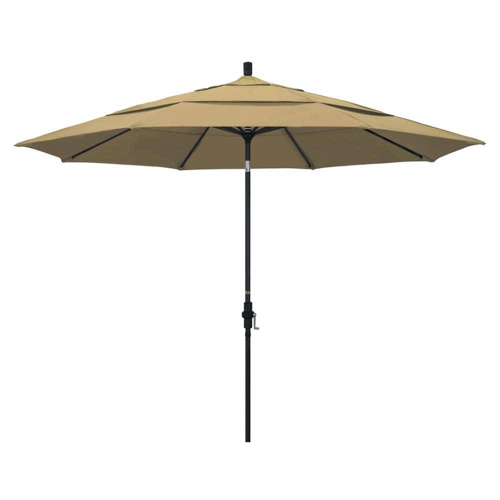 11 ft. Aluminum Collar Tilt Double Vented Patio Umbrella in Champagne Olefin