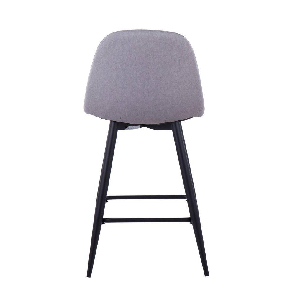 Set of 2 Pebble Counter Height Barstools Black/Light Gray - LumiSource: Upholstered Metal Frame, 250lb Capacity
