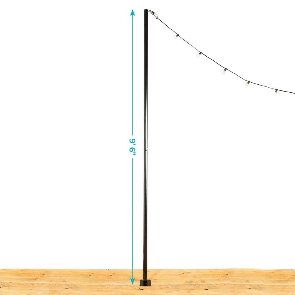Allsop 9.5ft Heavy-Duty String Light Pole Stand with Freestanding Tank Base for Grass, Patio, Deck, Events