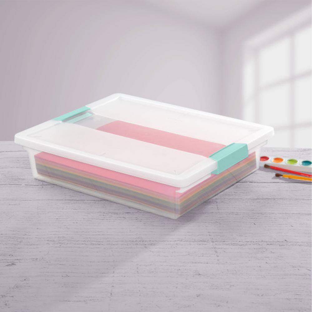 Sterilite Sterilite Plastic Stackable Storage Bin w/Clear Latch Lid (Set of 6)