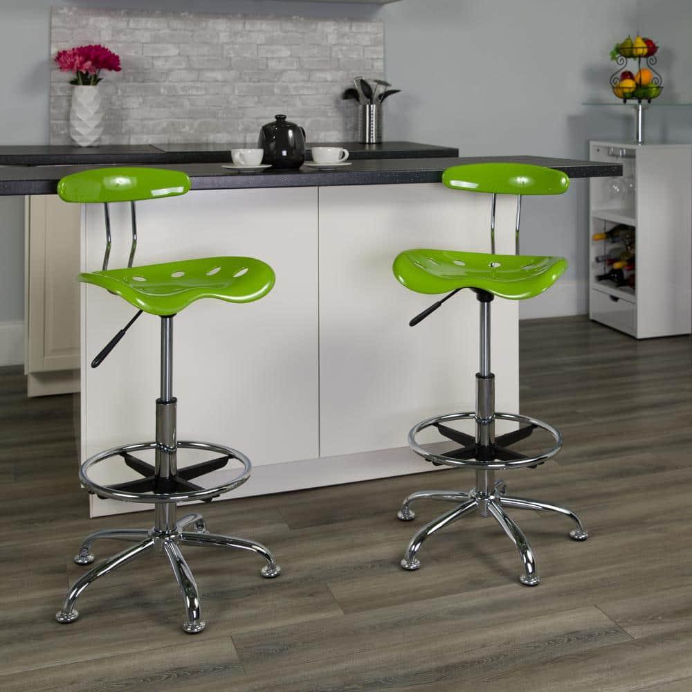 Flash Furniture Monroe Vibrant Chrome Drafting Stool with Tractor Seat