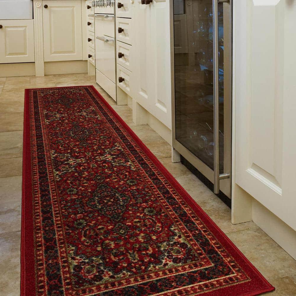 Ottohome Non-Slip Medallion Area Rug For Living Room, Hallway Runner, Entryway Rug, Seafoam Green