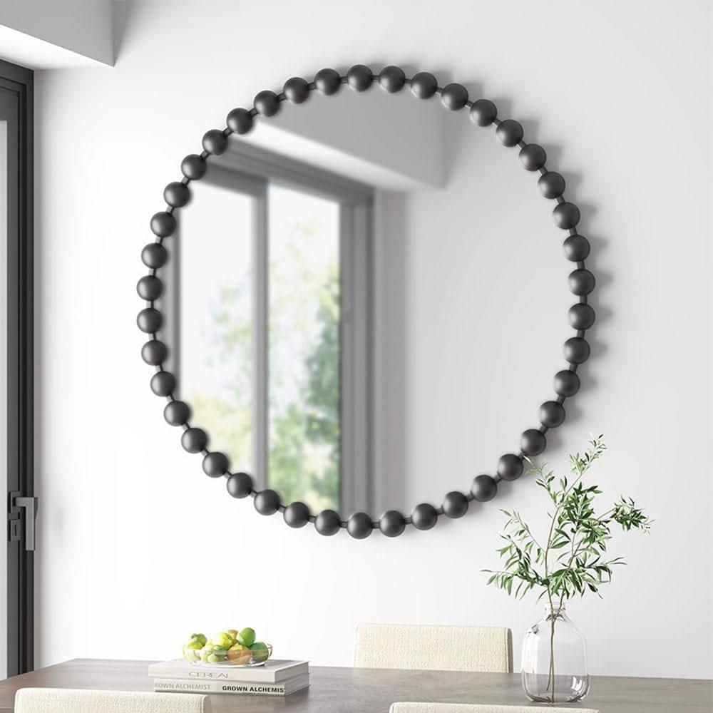Marlowe Beaded Round Metal Wall Mirror