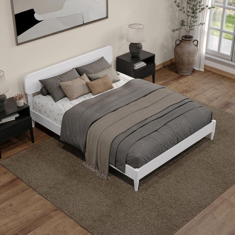 AFI Florence Queen Solid Wood Low Profile Platform Bed, White