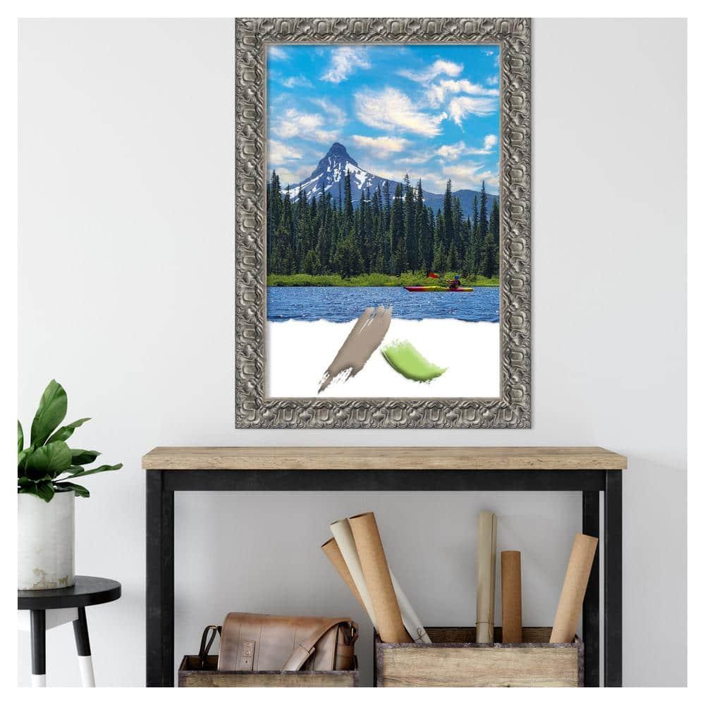 Amanti Art Silver Luxor Wood Picture Frame Opening Size 24x36 in.