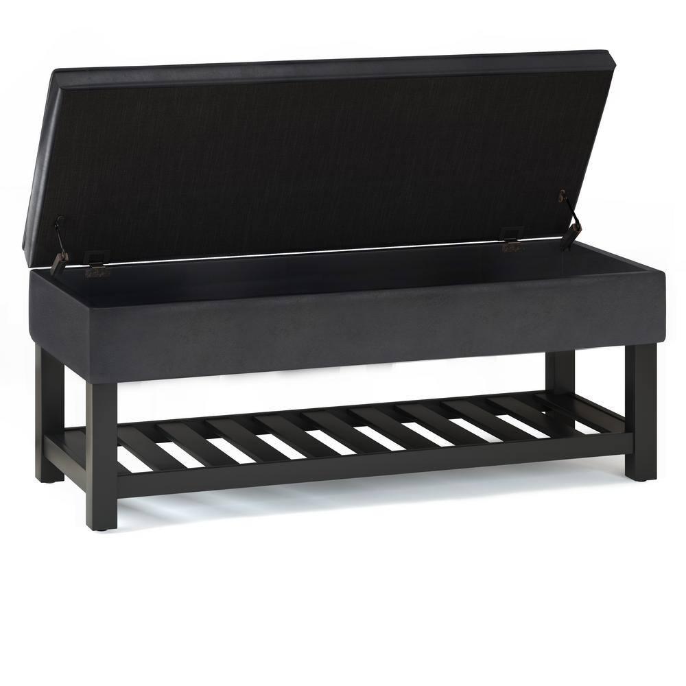 Simpli Home Cosmopolitan 44"W Transitional Tufted Storage Ottoman Bench with Lift Top
