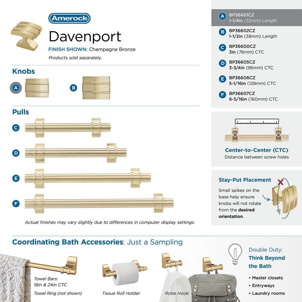 Davenport 1 3/16" Length Square Knob