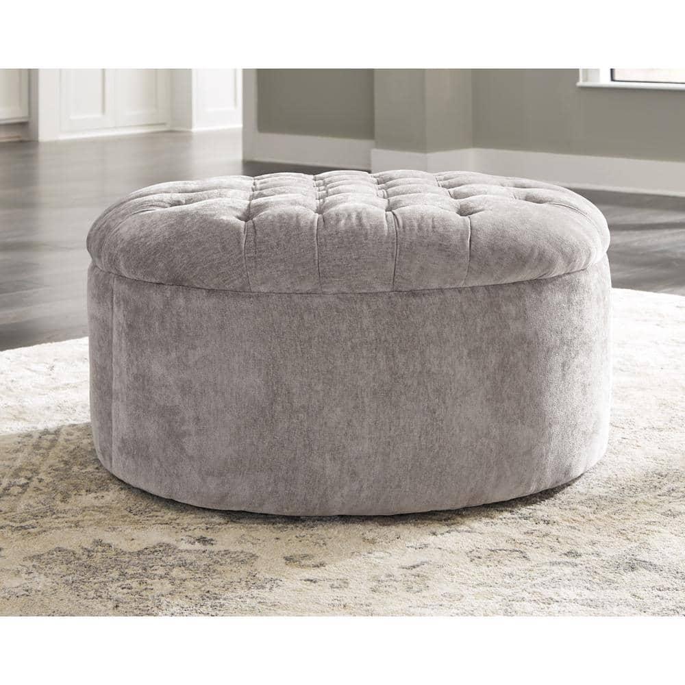 Signature Design by Ashley Contemporary Carnaby Oversized Accent Ottoman Chenille Linen