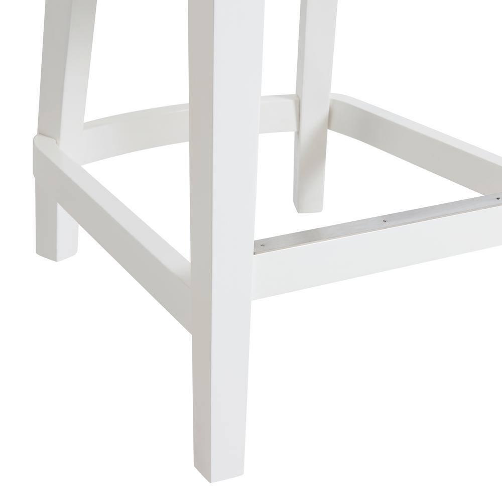 Alaterre Ellie 19" Wide Solid Rubber Wood Frame Linen Fabric Counter Height Swivel Stool With Back