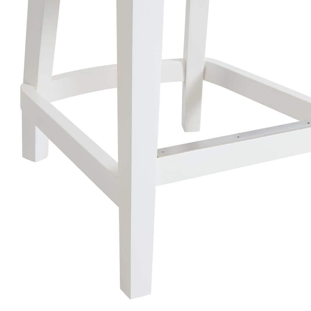 Alaterre Ellie 19" Wide Solid Rubber Wood Frame Linen Fabric Counter Height Swivel Stool With Back