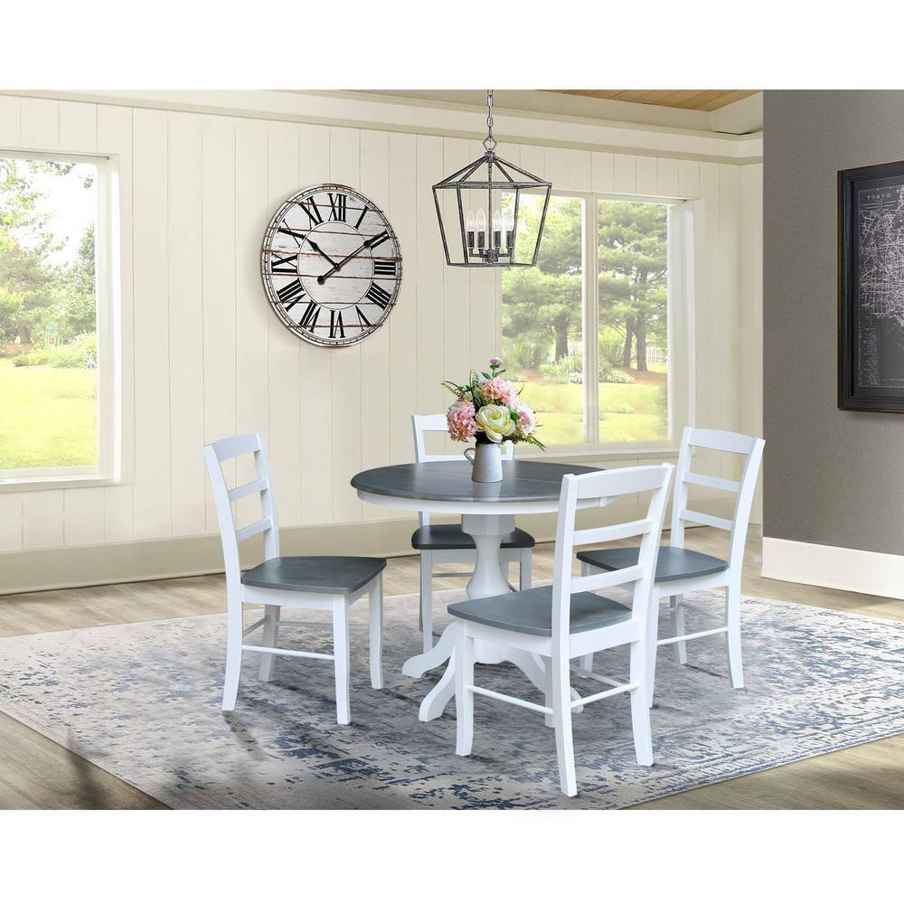 36" Round Top Dining Table White/Heather Gray - International Concepts