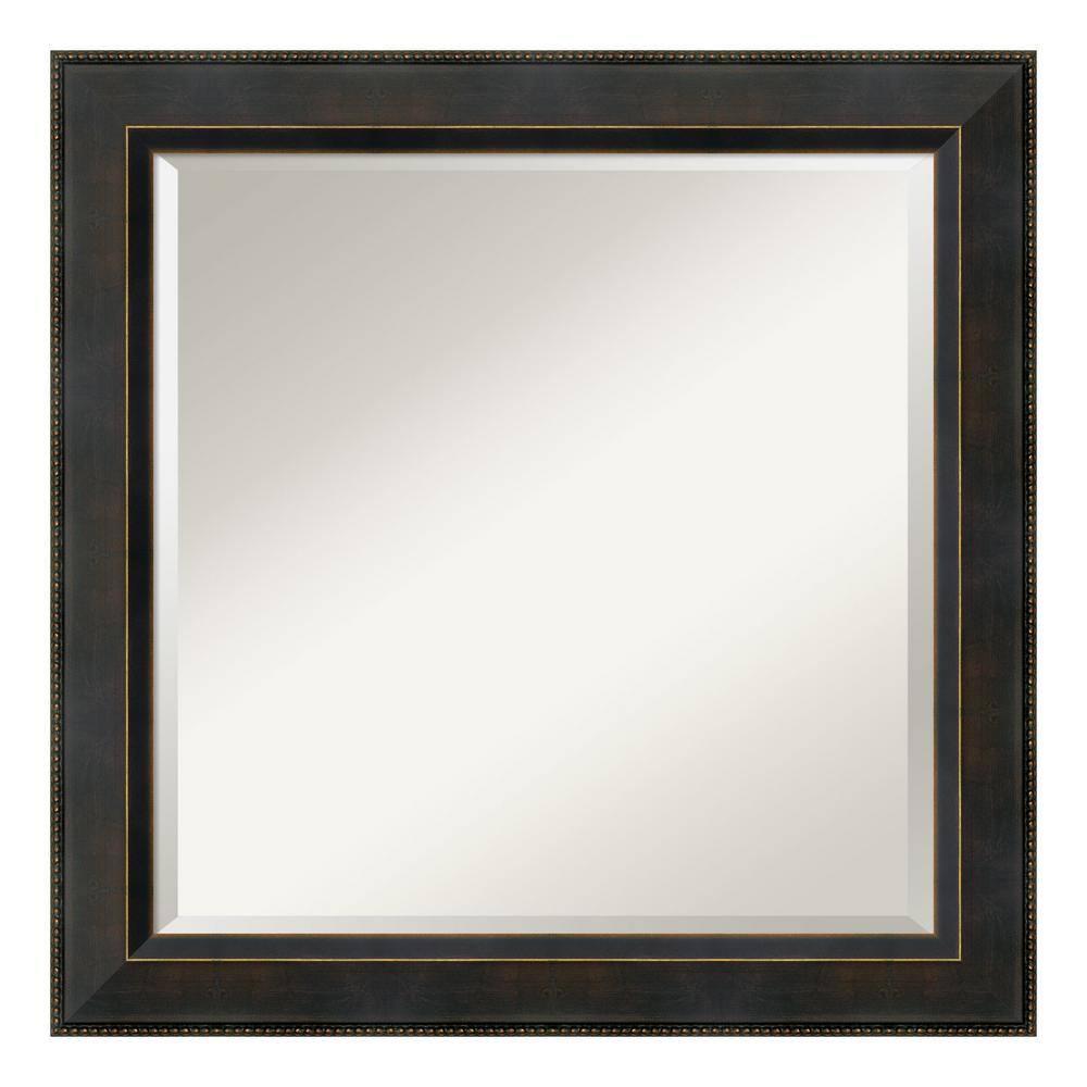 24" x 24" Signore Bronze Wood Framed Wall Mirror - Amanti Art: Square Beveled, No Assembly, Traditional Decor