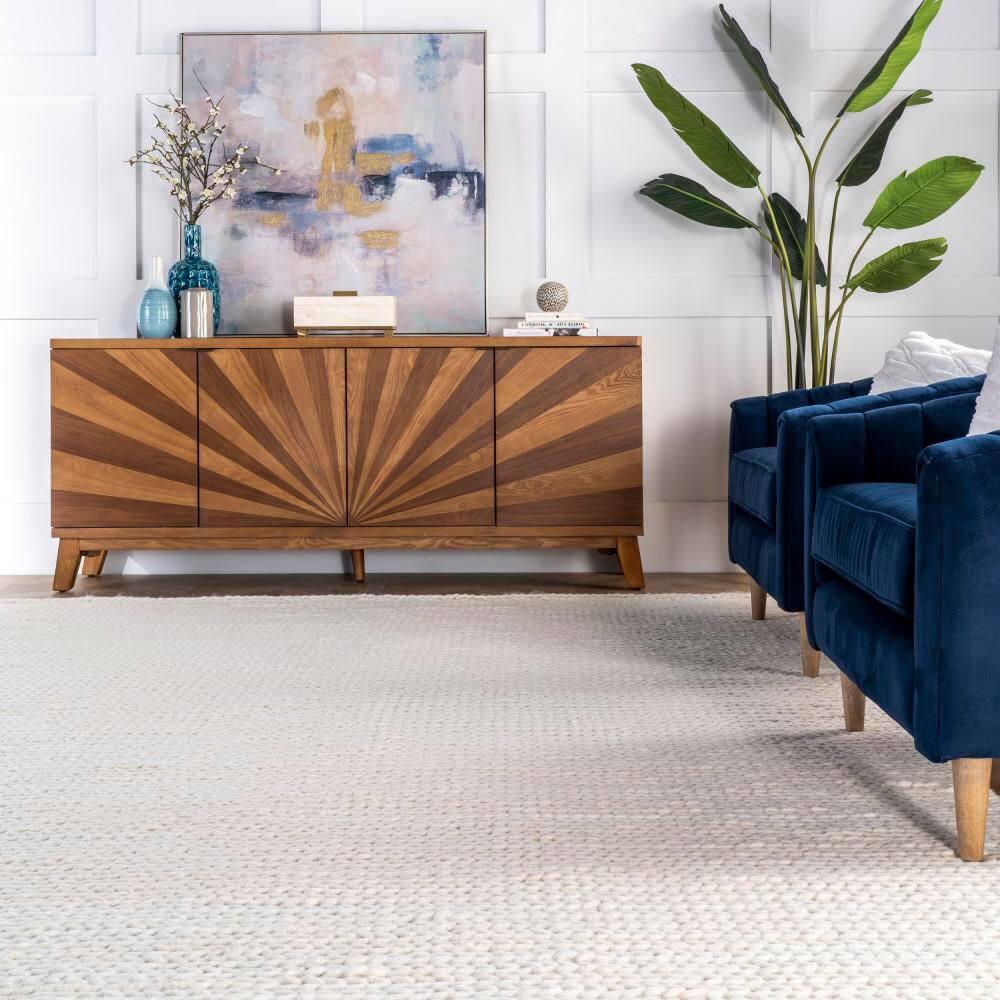nuLOOM Penelope Braided Wool Off White 5' x 8' Farmhouse Area Rug
