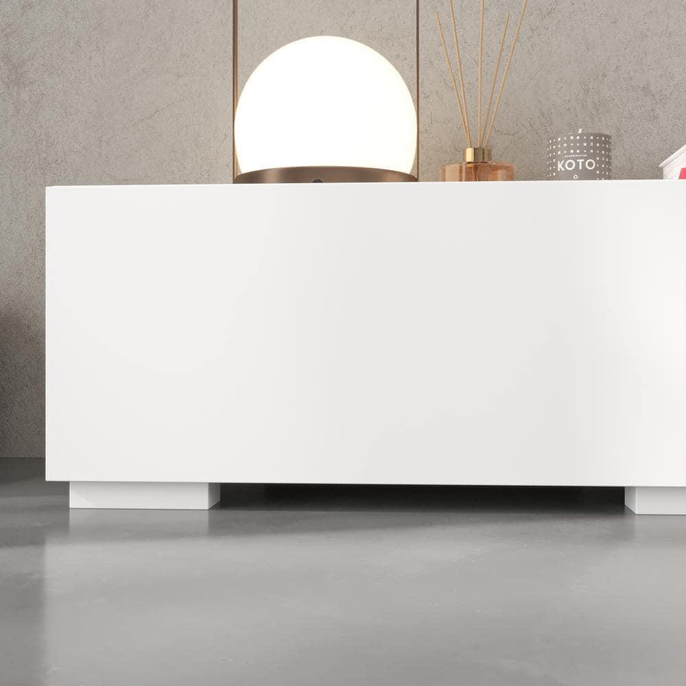 MONSLIPA Entertainment Center TV Stand - Expanded, with 4 Drawers, Living Room Decor, White