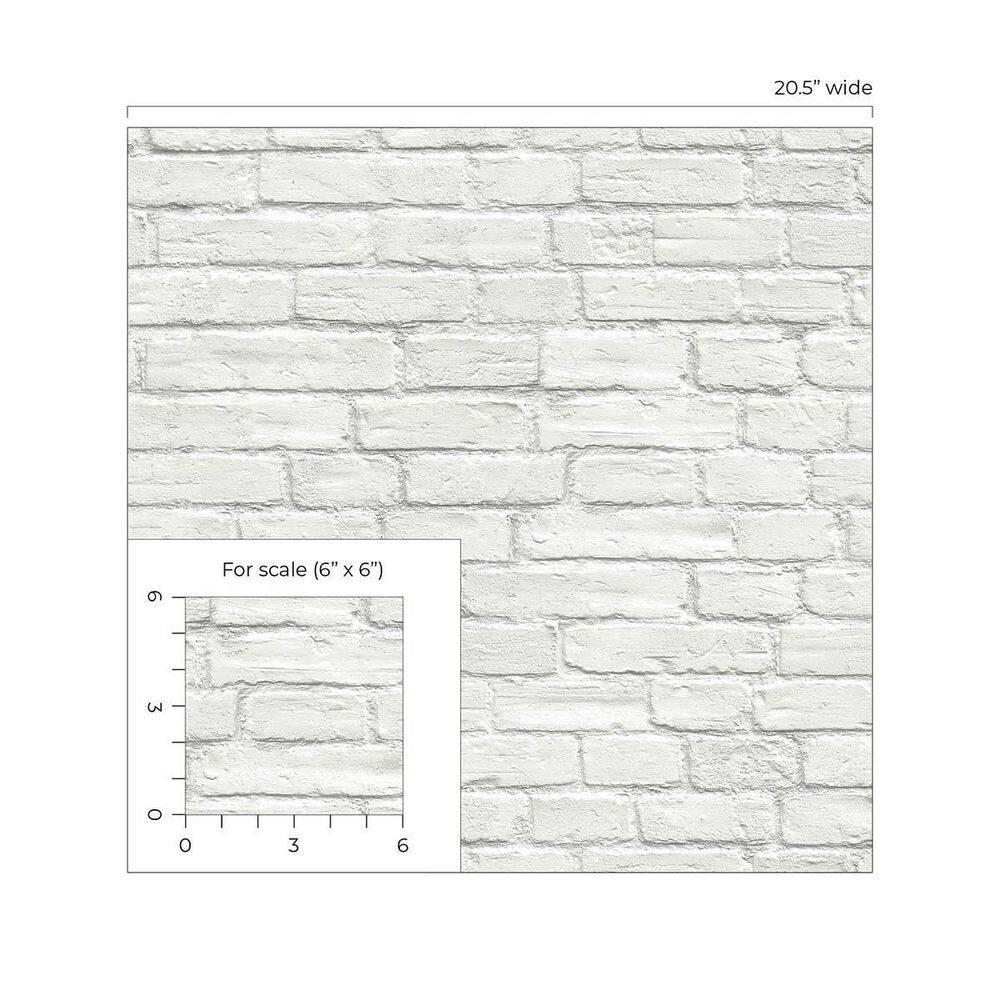 Off-White Vinyl Coated Faux Brick Pre-Pasted Wallpaper Roll