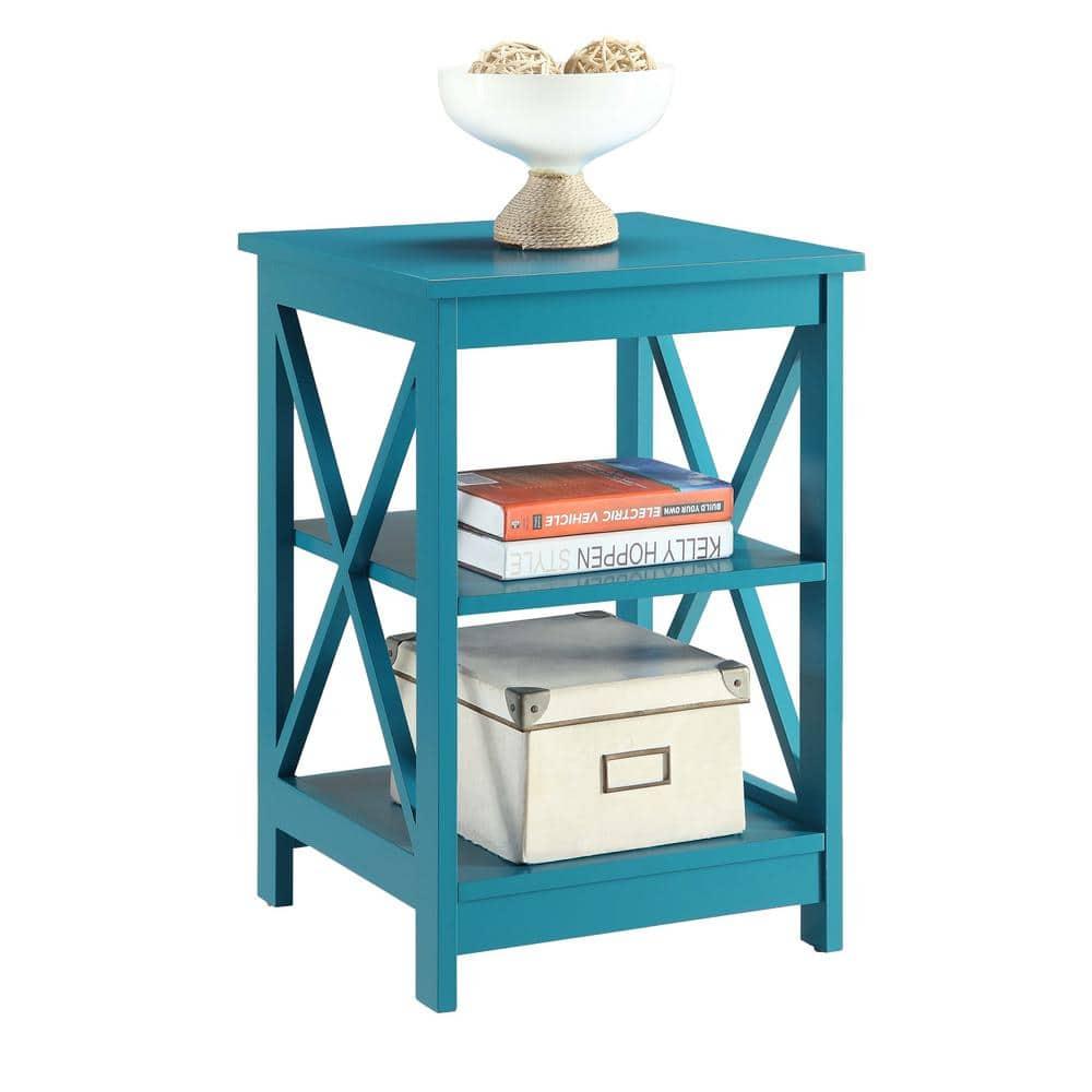 Convenience Concepts Oxford End Table with Shelves, Blue