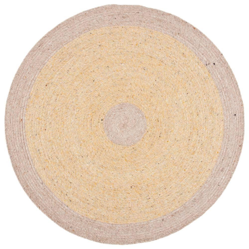 Braided BRD908 Hand Woven Area Rug - Gold/Beige - 5' round - Safavieh.
