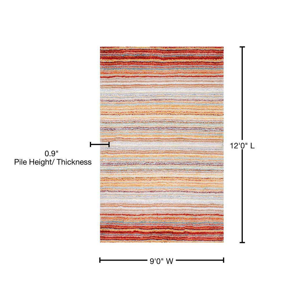 nuLOOM Drey Striped Shag Area Rug - 9x12 Shag Area Rug Casual Red Multi/Multicolor Rugs for Living Room Bedroom Dining Room Nursery