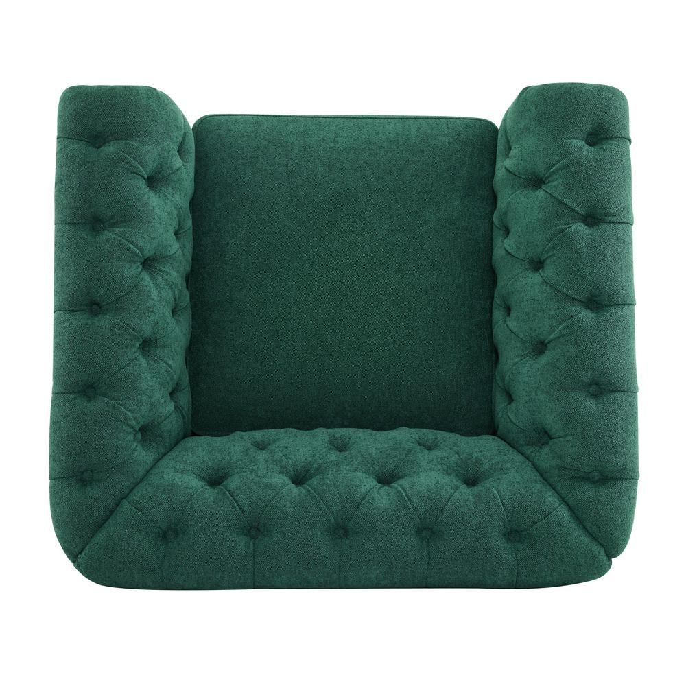Christopher Knight Home Andrew Upholstered Button Tufted Swivel Club Chair with Roll Arms, Dark Green