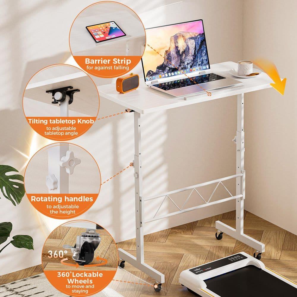 COMHOMA 32'' Small Desk, Study Writing Table for Small Space, Save Space Office Desk with Metal Legs, White