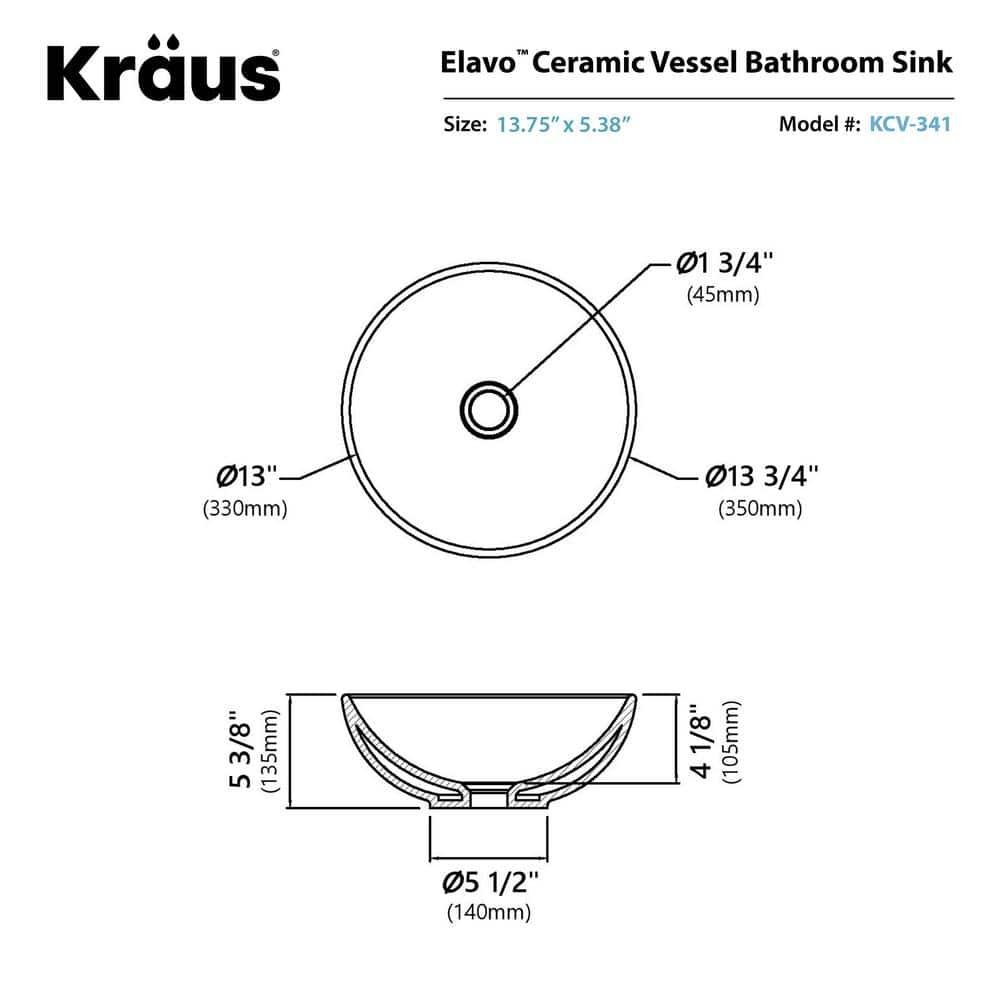 KRAUS Elavo™ Thin Ceramics Vessel Bathroom Sink