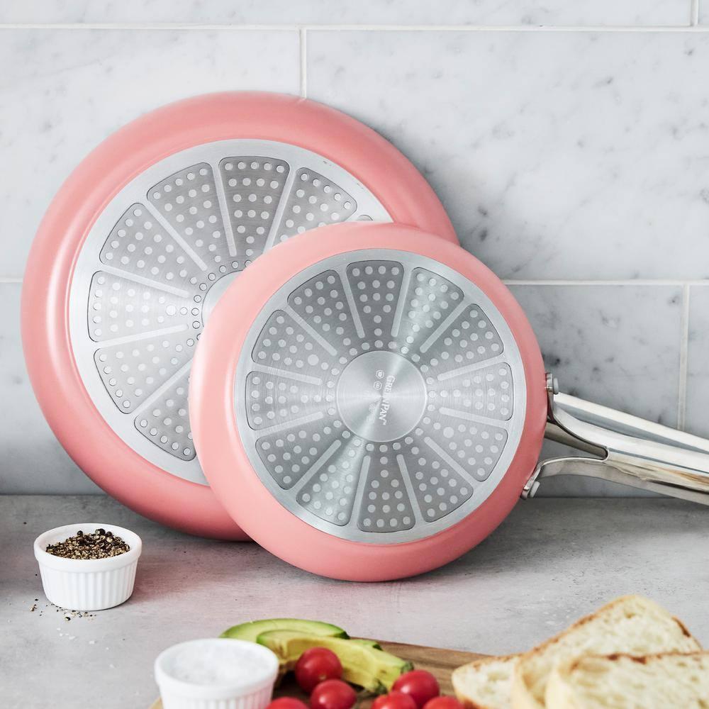 Coral Ceramic Nonstick Frying Pan Set with Stainless Steel Handles