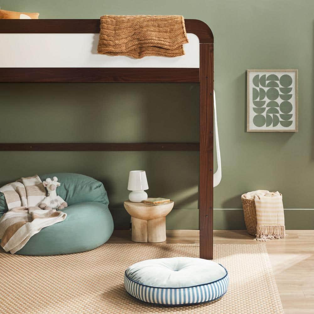 Walker Edison Contemporary Twin Loft Wooden Bed with Ladder, Walnut