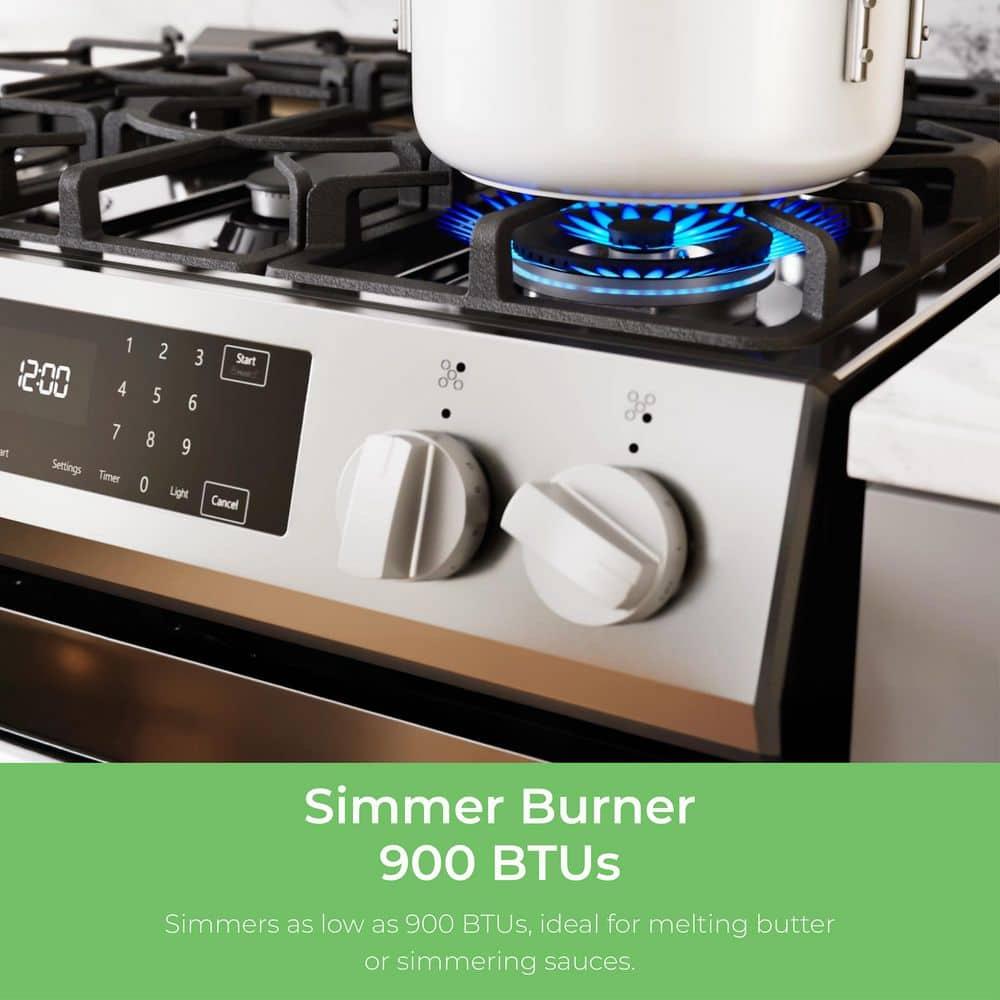 Kenmore 5.6 cu. ft. Front-Control Gas Range with 5 Burners and Hidden Bake Stainless Steel