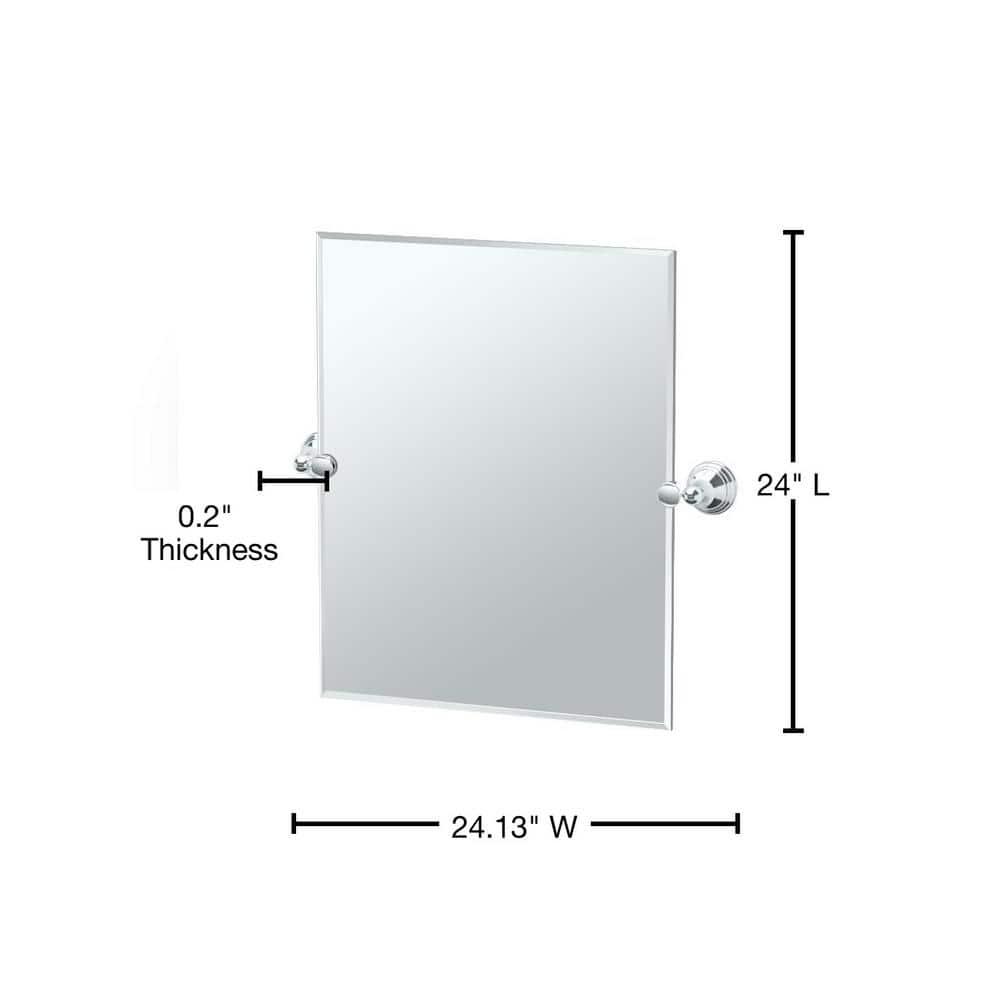 Charlotte Frameless Rectangle Bathroom Vanity Mirror | Pivoting and Beveled Wall Mirror