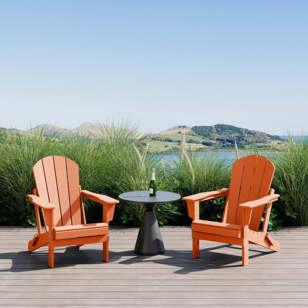 JUSTLET Outdoor Patio Chair, HDPE Folding Adirondack Chair Set of 2, Orange