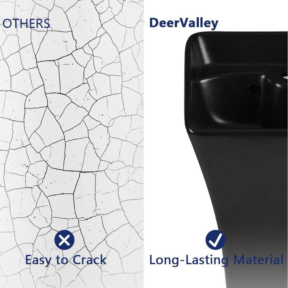 Deervalley Small Pedestal Bathroom Sink 11"L X 13"W X 35"H Ceramic One Piece Bath Sink With Overflow