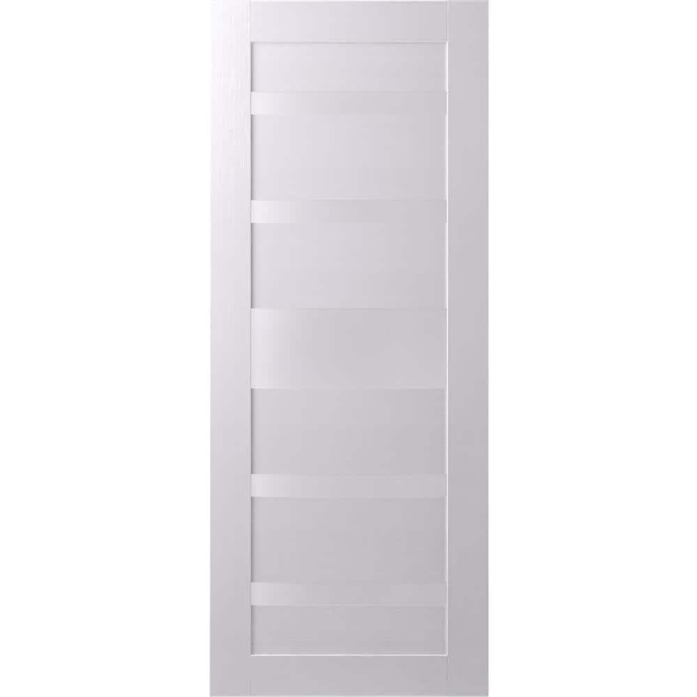 Belldinni Kina No Bore Solid Core 5-Lite Frosted Glass PP Finished Wood Composite Interior Door Slab