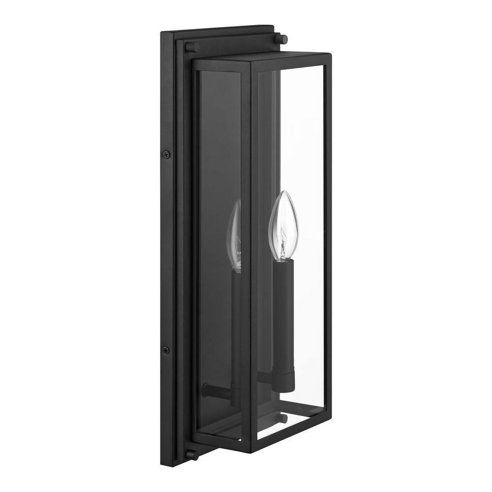 Bradford 18 in. 2-Light Black Outdoor Wall Light Fixture with Clear Glass