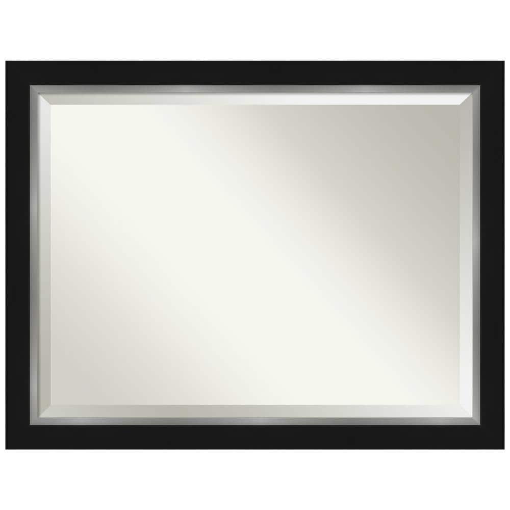 Amanti Art Beveled Bathroom Wall Mirror - Eva Black Silver Frame Eva Black Silver Outer Size: 45 x 35 in