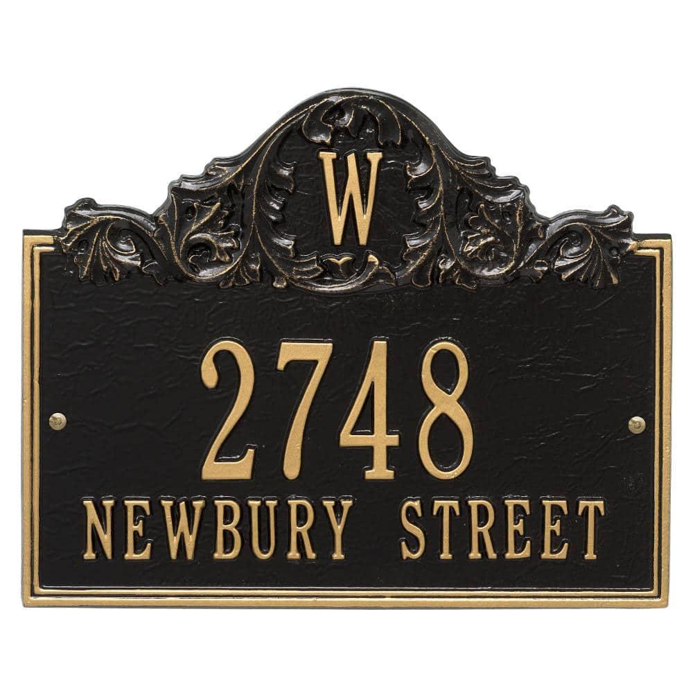 Black and Gold Metal Monogram Address Plaque