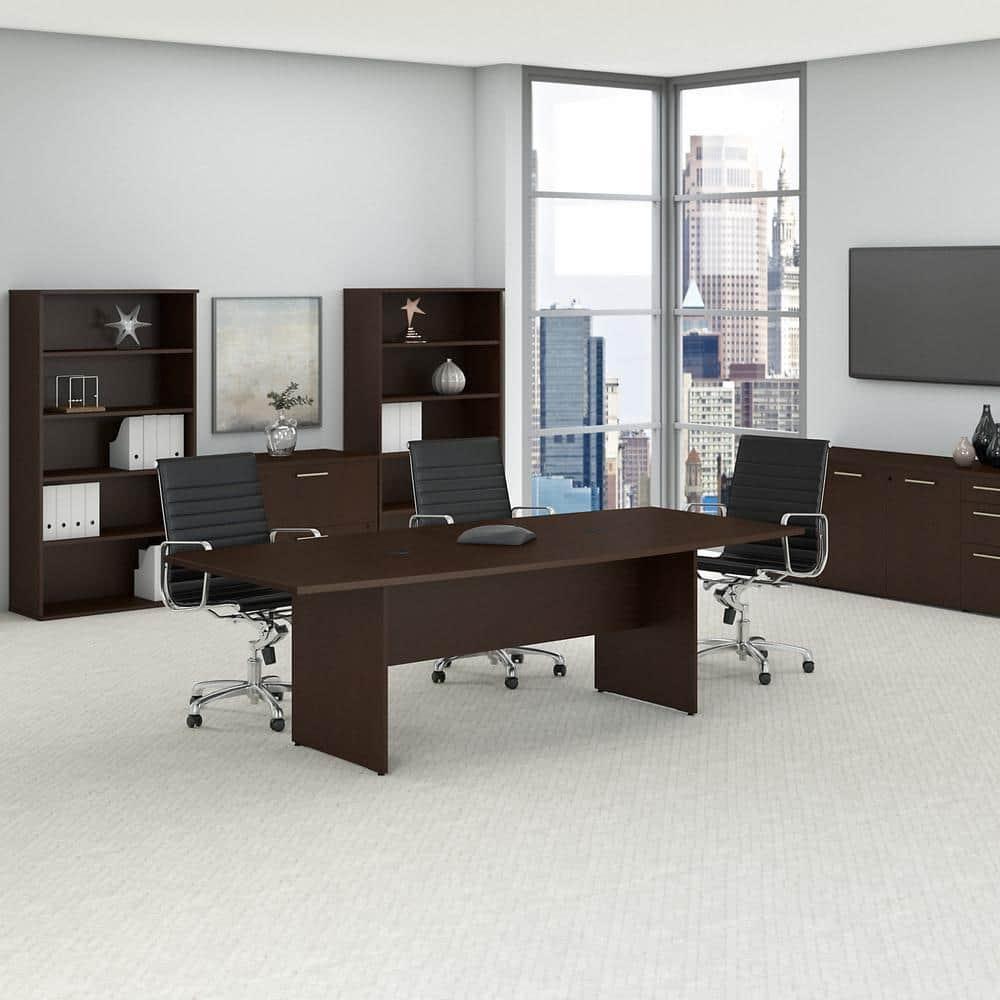 BBF 96W x 42D Boat Shaped Conference Table with Wood Base