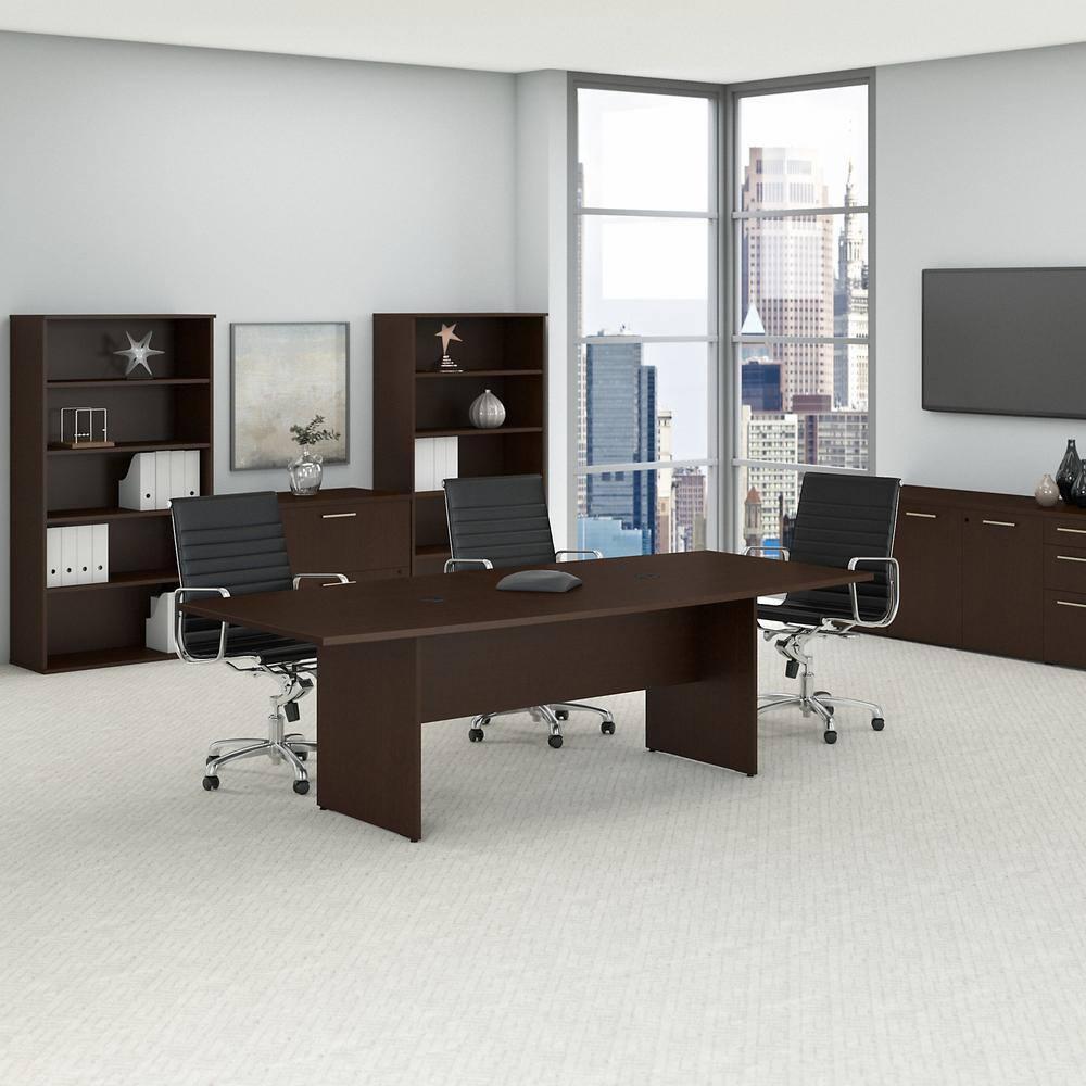 BBF 96W x 42D Boat Shaped Conference Table with Wood Base